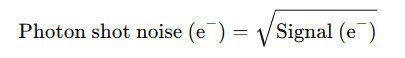 Formula for calculating photon shot noise