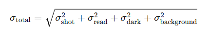 Formula for total noise per pixel